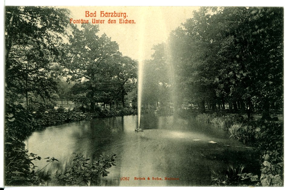 09767-Bad Harzburg-1908-Fontäne unter den Eichen-Brück & Sohn Kunstverlag