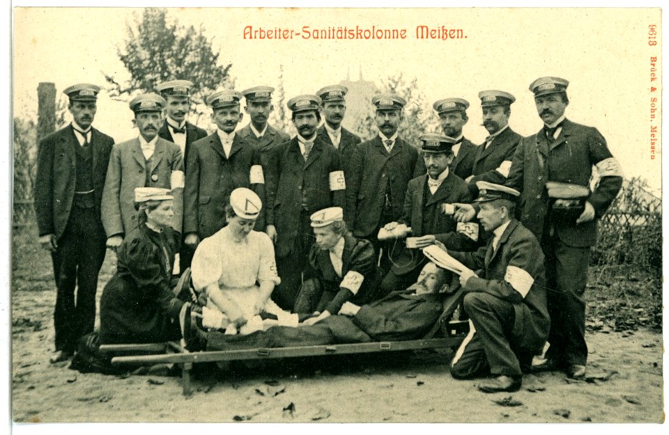 09613-Meißen-1908-Arbeiter Sanitätskolonne-Brück & Sohn Kunstverlag