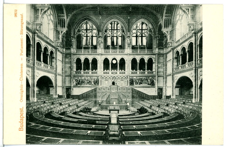 09832-Budapest-1908-Parlament - Sitzungssaal-Brück & Sohn Kunstverlag