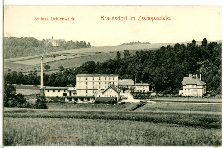 09702-Braunsdorf-1908-Blick auf Braunsdorf und Schloß Lichtenwalde-Brück & Sohn Kunstverlag