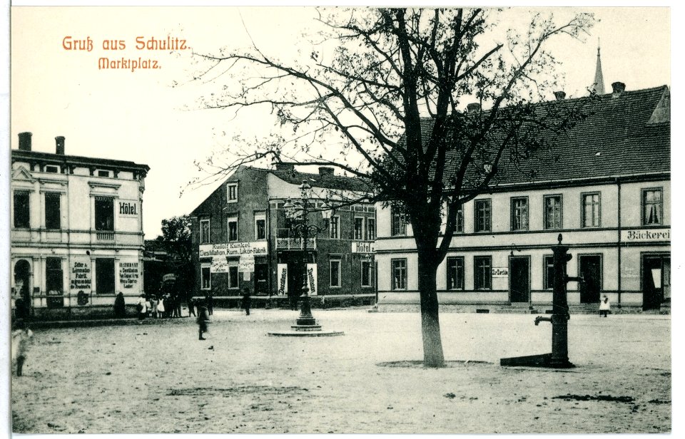 09854-Schulitz-1908-Marktplatz-Brück & Sohn Kunstverlag
