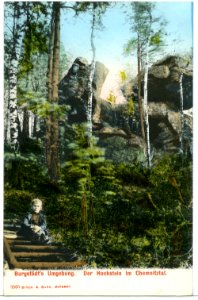 09565-Burgstädt-1908-Umgebung - Der Hockstein im Chemnitztal-Brück & Sohn Kunstverlag