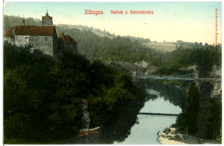 10986-Elbogen-1909-Schloß und Kettenbrücke-Brück & Sohn Kunstverlag