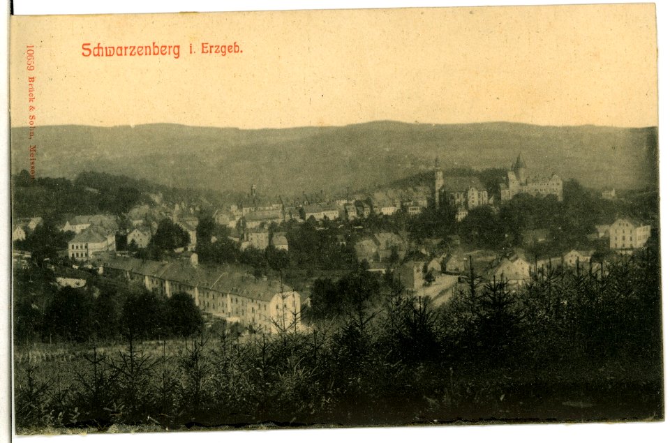 10659-Schwarzenberg-1909-Blick auf Schwarzenberg-Brück & Sohn Kunstverlag