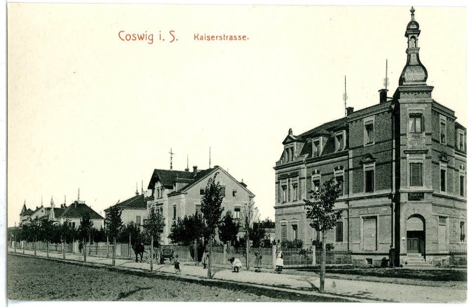 09723-Coswig-1908-Kaiserstraße-Brück & Sohn Kunstverlag