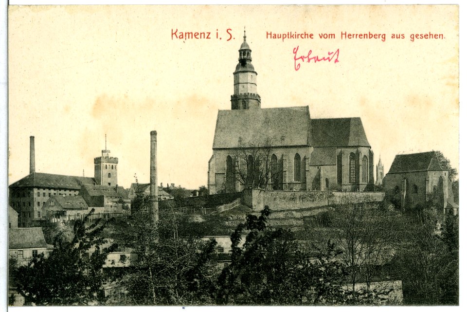 10882-Kamenz-1909-Hauptkirche vom Herrenberg gesehen-Brück & Sohn Kunstverlag
