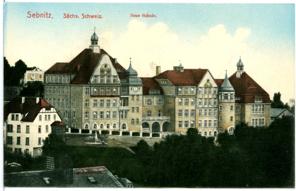 10644-Sebnitz-1909-Neue Schule-Brück & Sohn Kunstverlag