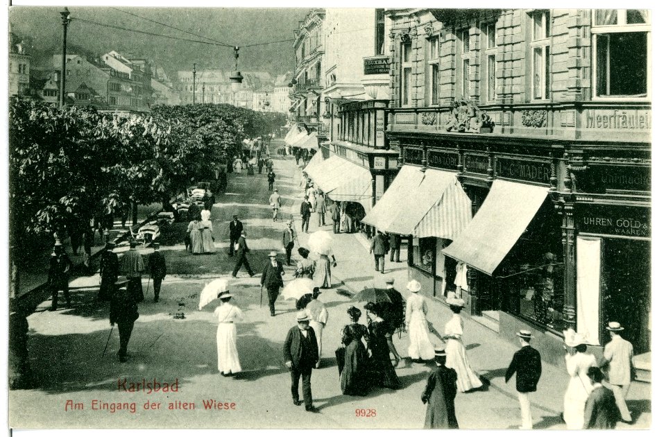 09928-Karlsbad-1908-Eingang Alte Wiese-Brück & Sohn Kunstverlag
