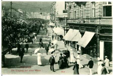 09928-Karlsbad-1908-Eingang Alte Wiese-Brück & Sohn Kunstverlag