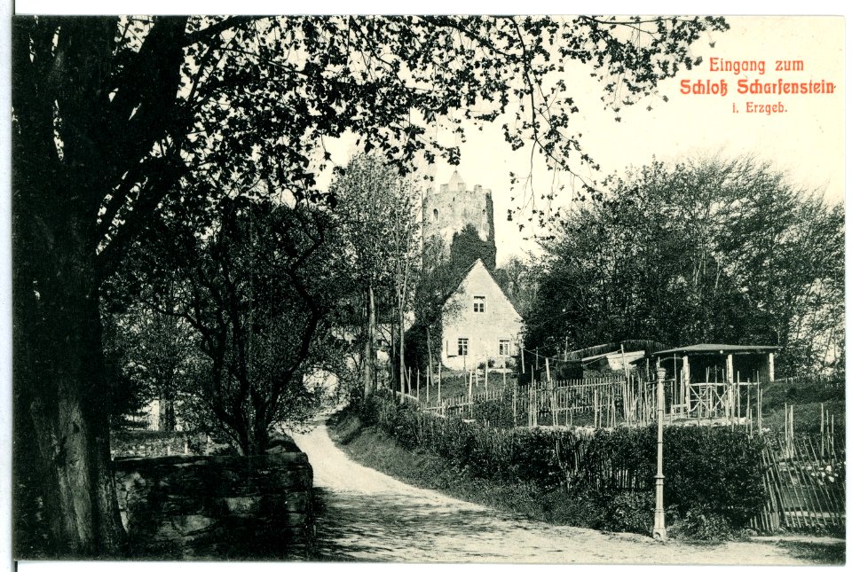 10916-Scharfenstein-1909-Eingang zum Schloß-Brück & Sohn Kunstverlag