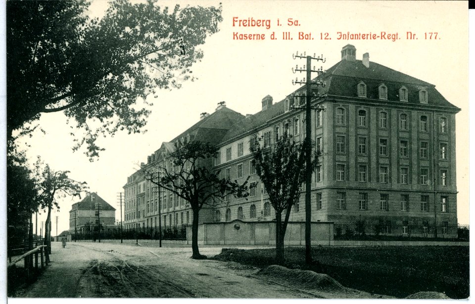 10233-Freiberg-1908-Kaserne des III. Bataillon 12. Infanterie-Regiment Nr. 177-Brück & Sohn Kunstverlag