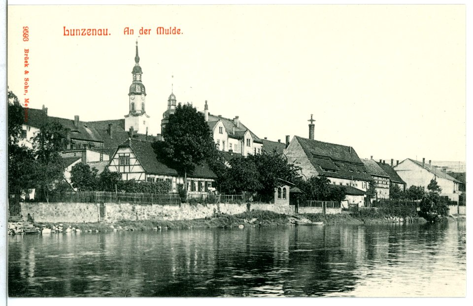 09593-Lunzenau-1908-Blick über die Mulde nach Lunzenau-Brück & Sohn Kunstverlag