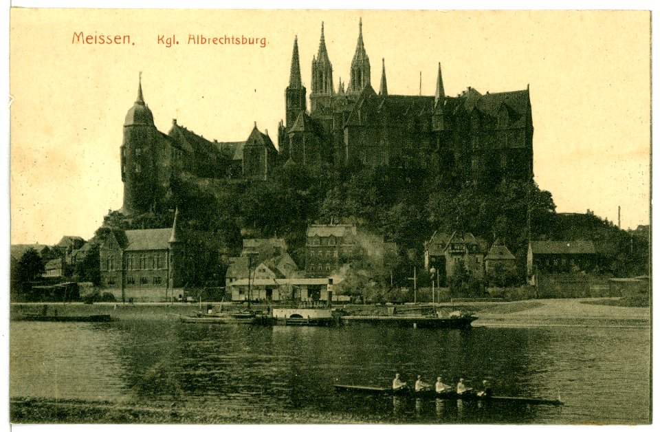 10317-Meißen-1908-Albrechtsburg - Schlepper und Ruderboot-Brück & Sohn Kunstverlag