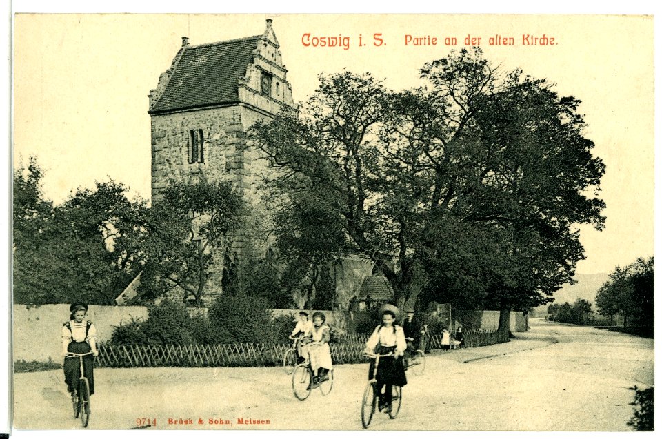 09714-Coswig-1908-An der alten Kirche-Brück & Sohn Kunstverlag