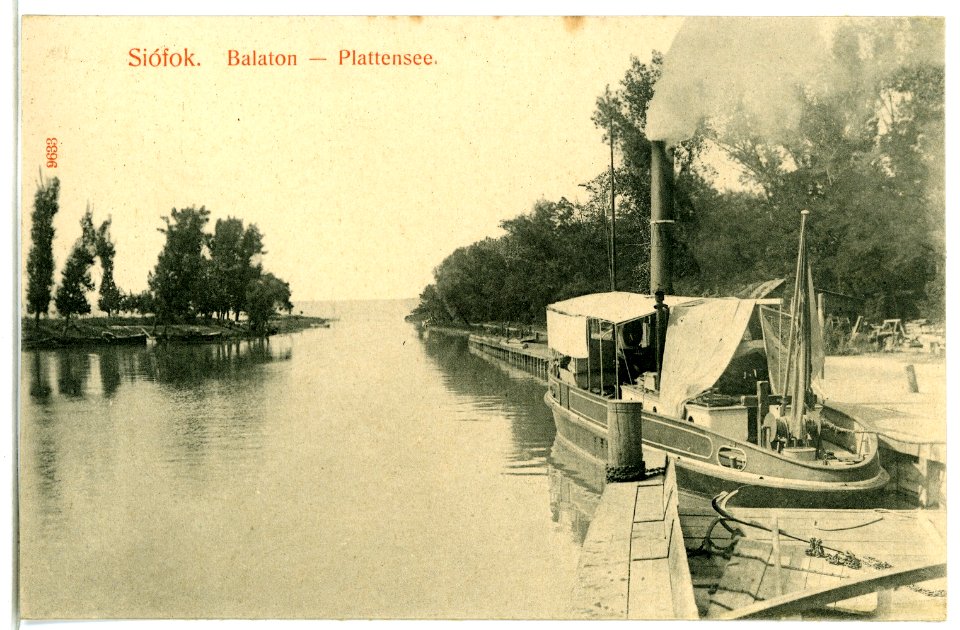 09633-Siofok-1908-Plattensse - Hafen mit Dampfboot-Brück & Sohn Kunstverlag
