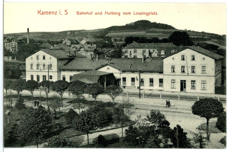 10890-Kamenz-1909-Bahnhof und Hutberg-Brück & Sohn Kunstverlag