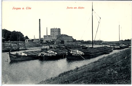 10106-Torgau-1908-Hafen mit Lastkähnen-Brück & Sohn Kunstverlag