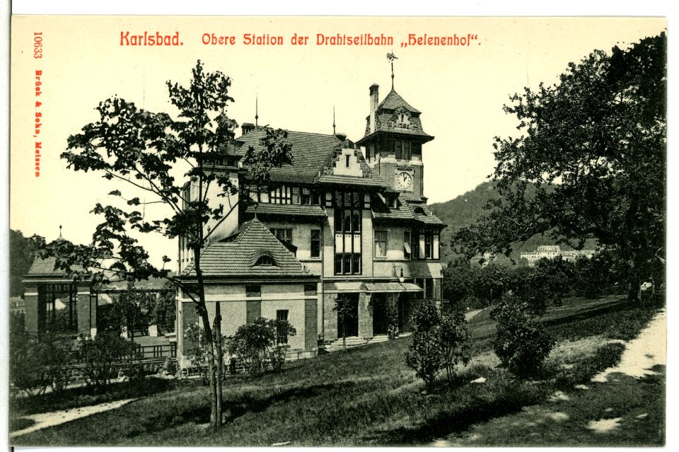 10633-Karlsbad-1909-Obere Station der Drahtseilbahn-Brück & Sohn Kunstverlag