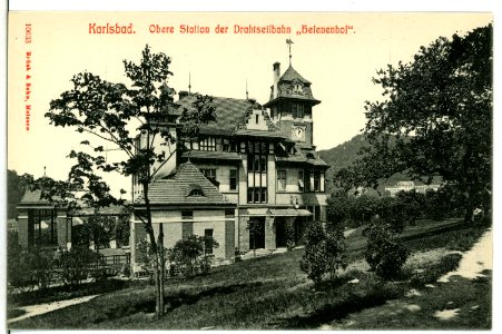 10633-Karlsbad-1909-Obere Station der Drahtseilbahn-Brück & Sohn Kunstverlag