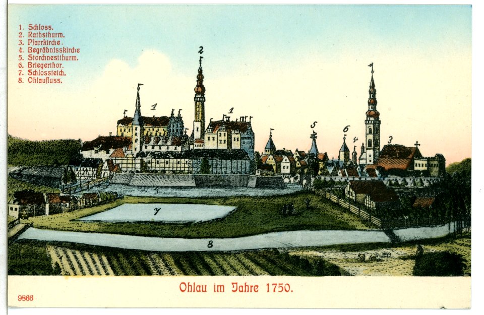 09866-Ohlau-1908-Mittelalterliche Stadtansicht-Brück & Sohn Kunstverlag