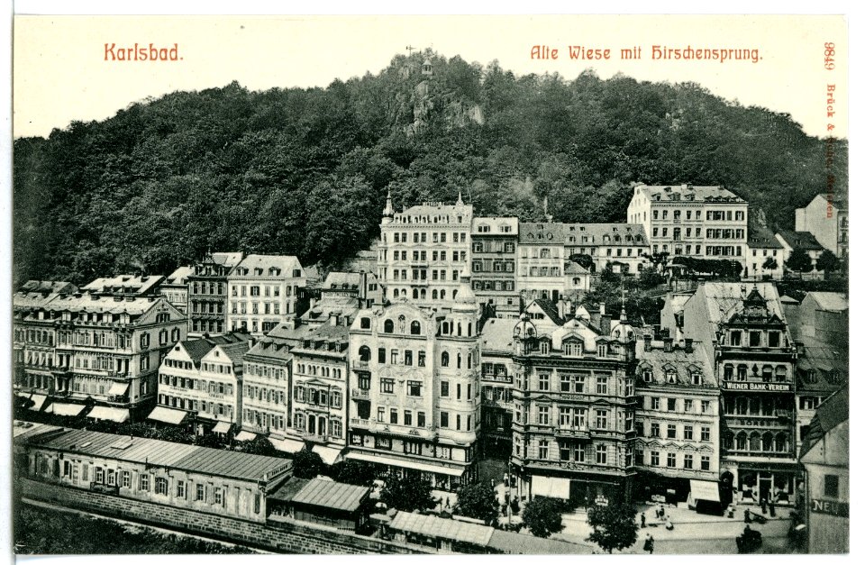 09849-Karlsbad-1908-Alte Wiese mit Hirschensprung-Brück & Sohn Kunstverlag