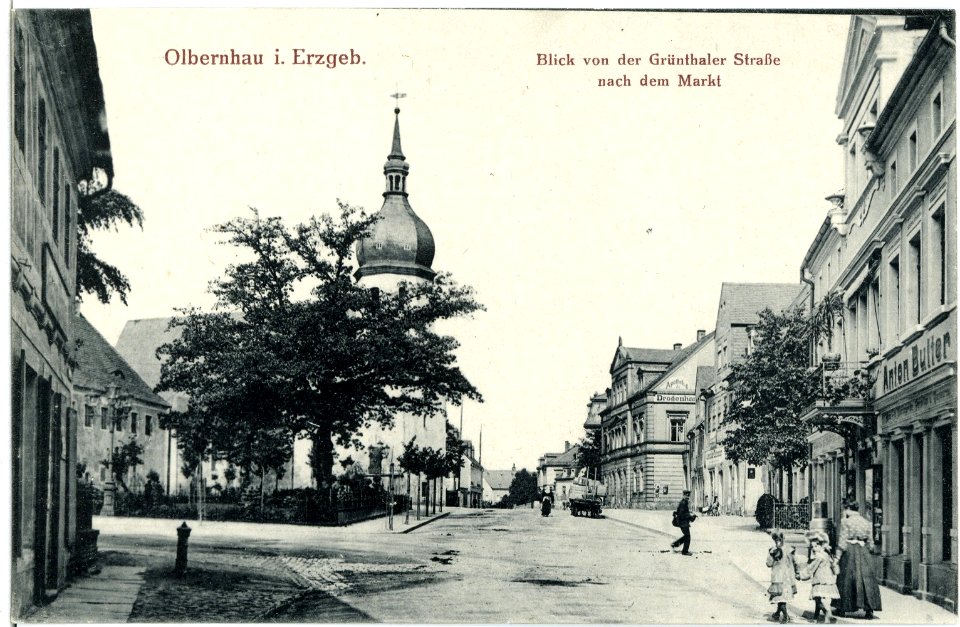 10333-Olbernhau-1908-Grüntlaler Straße nach dem Markt-Brück & Sohn Kunstverlag
