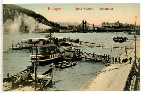 09836-Budapest-1908-Donau mit Dampfschiffen-Brück & Sohn Kunstverlag