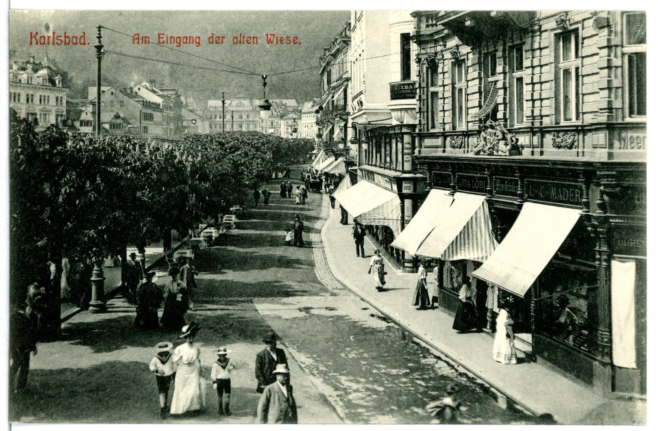 10625-Karlsbad-1909-Am Eigang der Alten Wiese-Brück & Sohn Kunstverlag