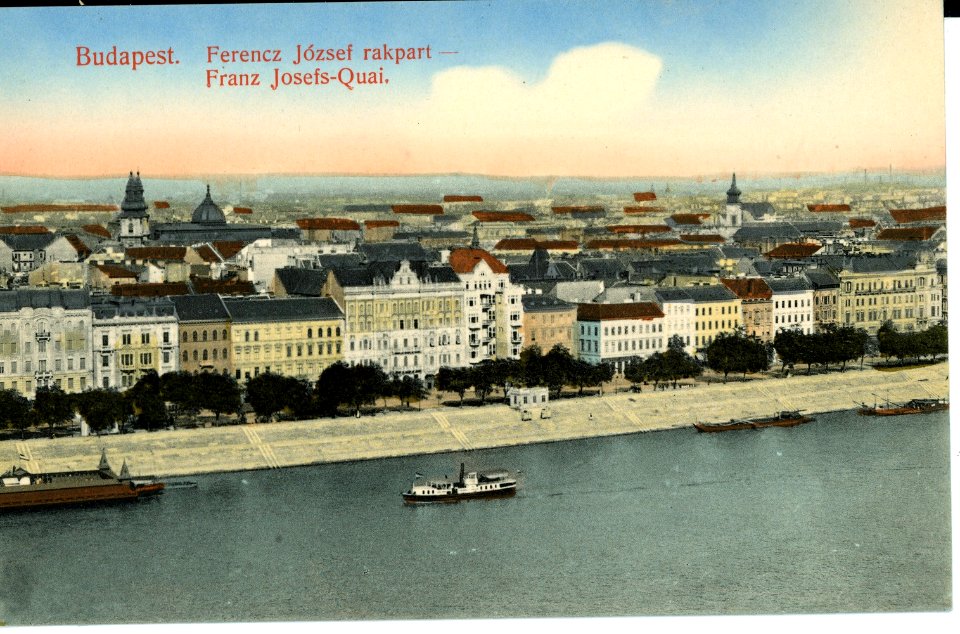 10247-Budapest-1908-Franz Josefs Quai mit Dampfer-Brück & Sohn Kunstverlag