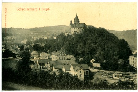 10656-Schwarzenberg-1909-Blick auf Stadt und Schloß-Brück & Sohn Kunstverlag
