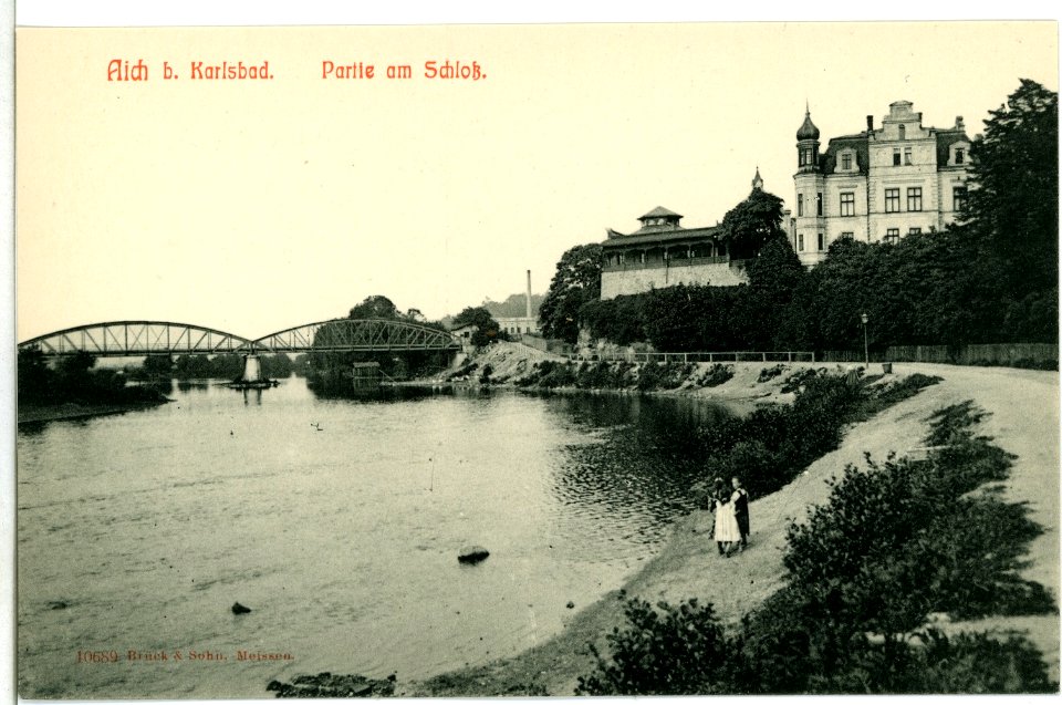 10689-Aich-1909-Partie am Schloß-Brück & Sohn Kunstverlag