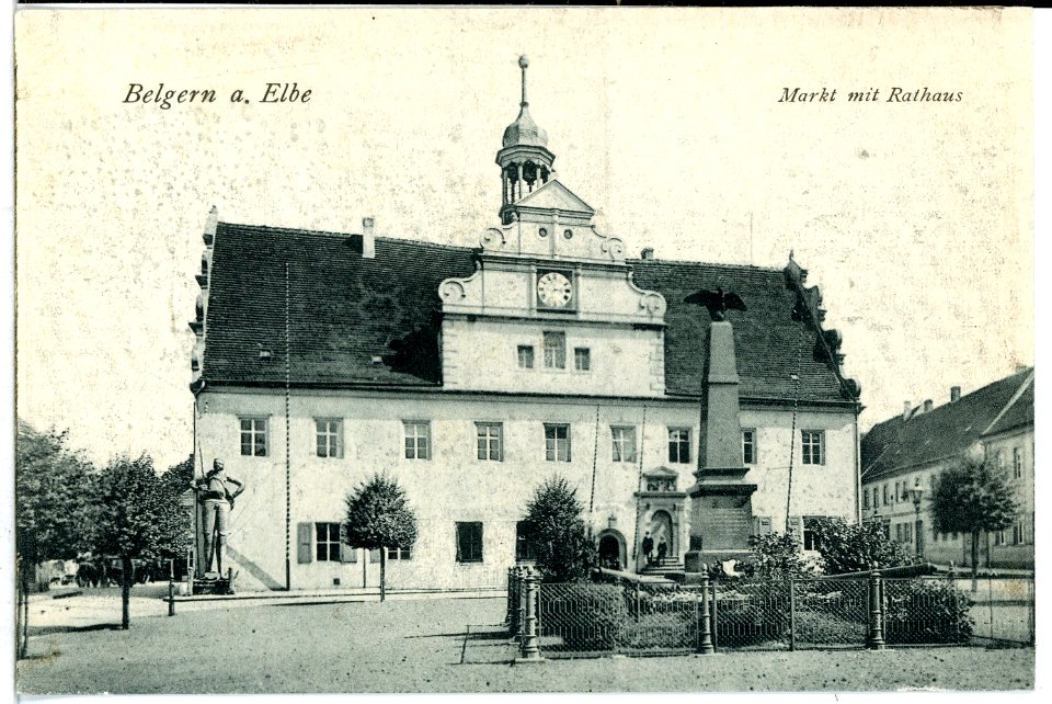 10056-Belgern-1908-Markt mit Rathaus-Brück & Sohn Kunstverlag