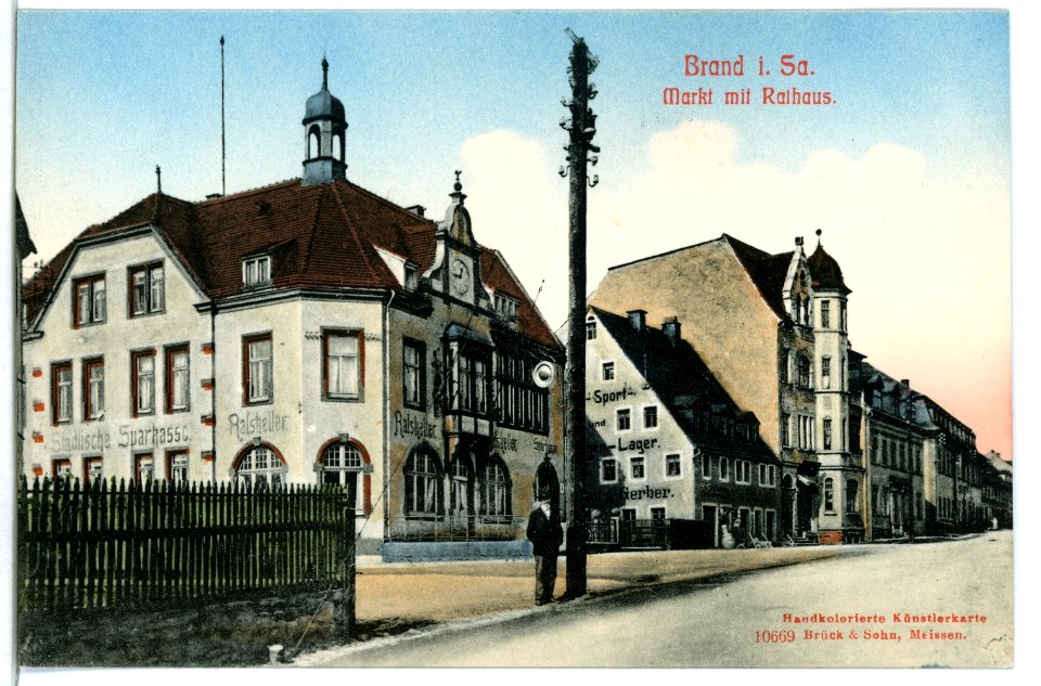 10669-Brand-1909-Markt mit Rathaus-Brück & Sohn Kunstverlag