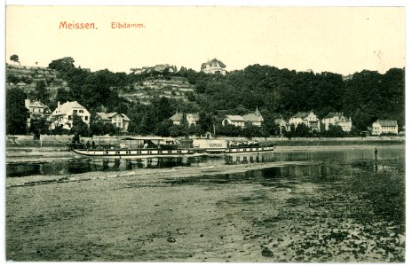 10063-Meißen-1908-Elbansicht mit Dampfer Germania-Brück & Sohn Kunstverlag