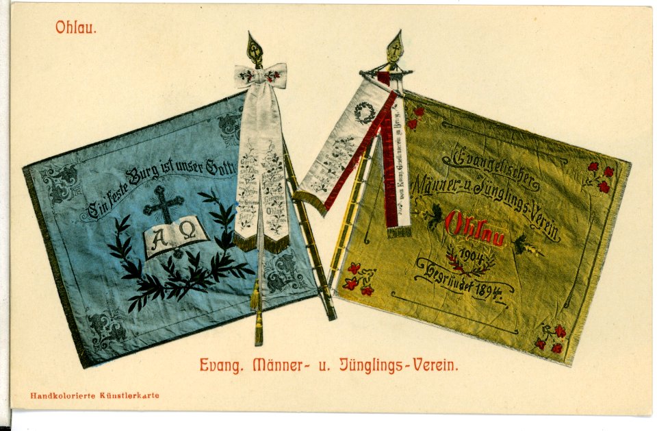 09826-Ohlau-1908-Evangelischer Männer und Jünglingsverein - Fahnen-Brück & Sohn Kunstverlag