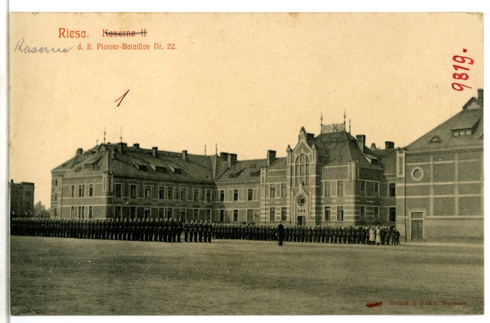 09819-Riesa-1908-Kaserne des II. Pionier-Bataillon Nr. 22-Brück & Sohn Kunstverlag