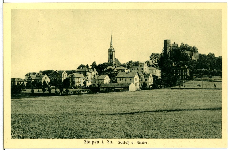 10117-Stolpen-1908-Schloß und Kirche-Brück & Sohn Kunstverlag