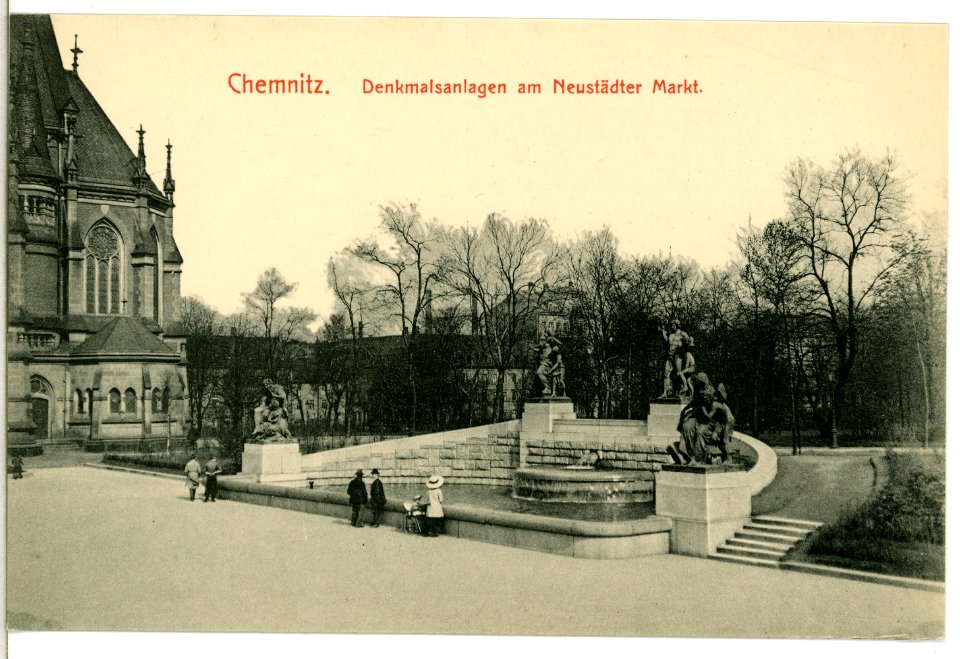12148-Chemnitz-1910-Denkmalsanlagen am Neustädter Markt-Brück & Sohn Kunstverlag