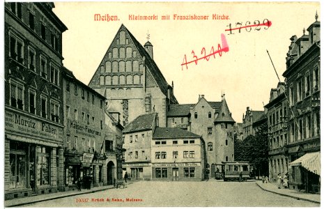 10337-Meißen-1908-Kleinmarkt mit Franziskanerkirche-Brück & Sohn Kunstverlag