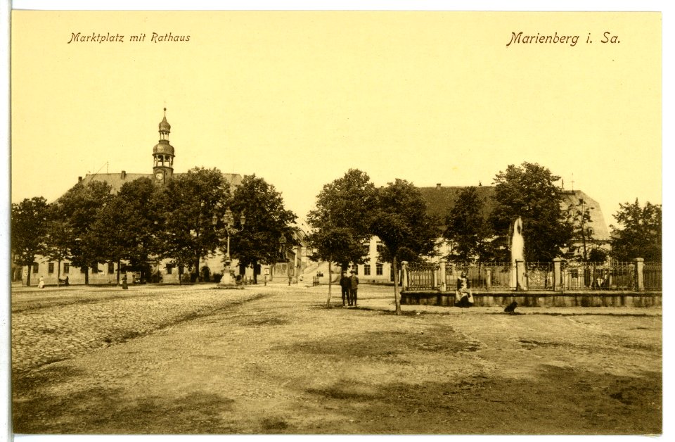 09693-Marienberg-1908-Marktplatz mit Rathaus-Brück & Sohn Kunstverlag
