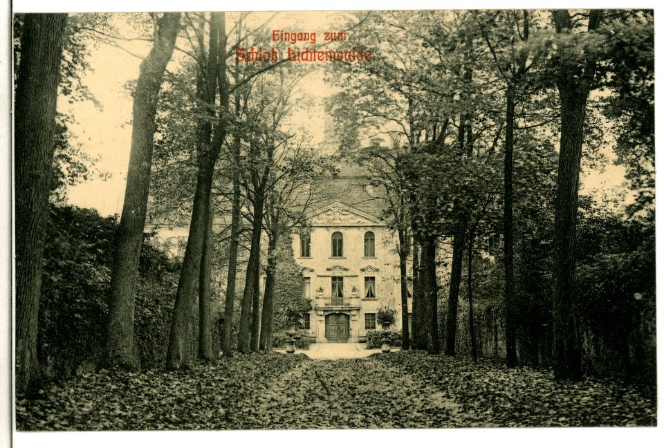 09710-Lichtenwalde-1908-Eingang zum Schloß-Brück & Sohn Kunstverlag