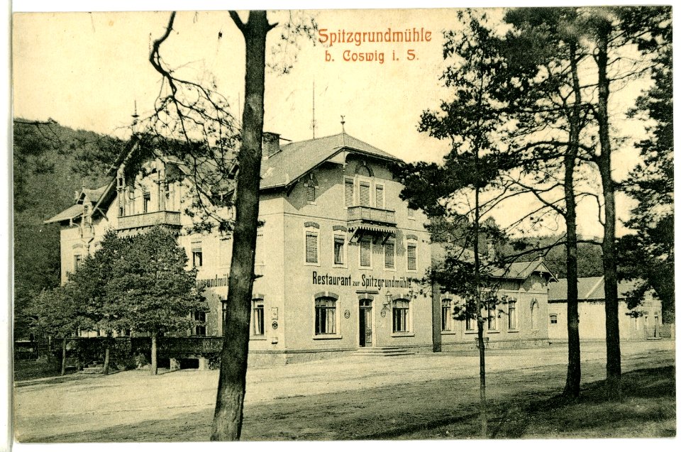 09731-Coswig-1908-Spitzgrundmühle-Brück & Sohn Kunstverlag