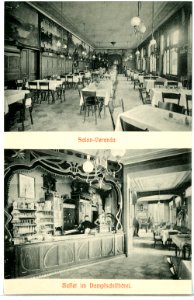 09804-Aussig-1908-Buffet im Dampfschiffshotel - Salon-Veranda-Brück & Sohn Kunstverlag