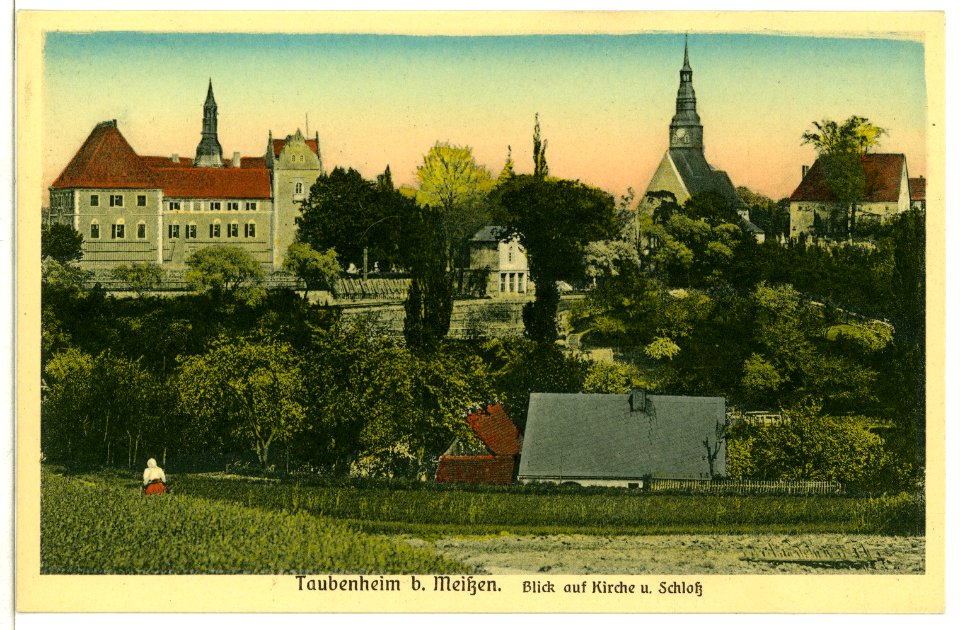 09879-Taubenheim (Klipphausen)-1908-Schloß und Kirche-Brück & Sohn Kunstverlag