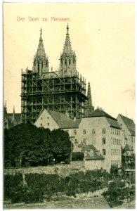 10275-Meißen-1908-Dom mit Gerüst und neuen Türmen-Brück & Sohn Kunstverlag