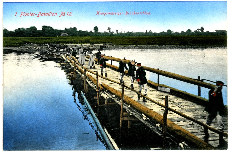 10181--1908-1. Königlich Sächsisches Pionier-Bataillon Nr. 12 - Brückenschlag-Brück & Sohn Kunstverlag