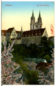 12105-Meißen-1910-Blick auf Domtürme, Kornhaus und Burg-Brück & Sohn Kunstverlag