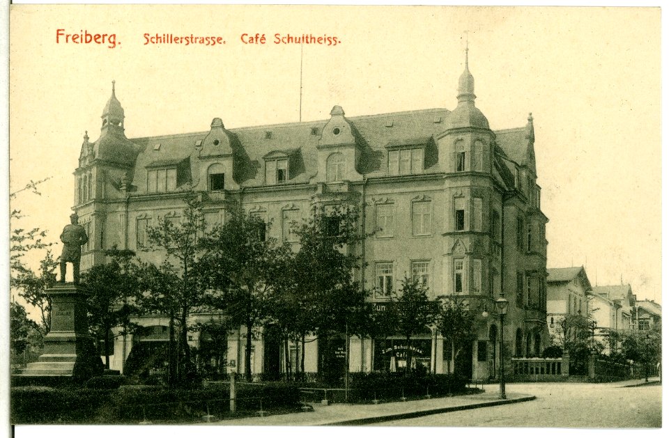 10125-Freiberg-1908-Schillerstraße, Cafe Schultheiss-Brück & Sohn Kunstverlag