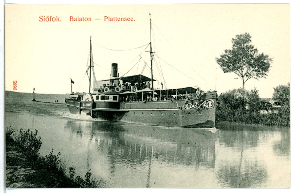 09632-Siofok-1908-Plattensee mit Dampfer Baross-Brück & Sohn Kunstverlag