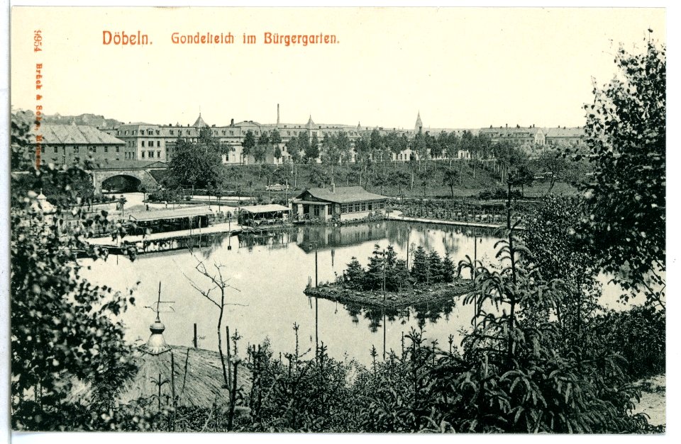 09954-Döbeln-1908-Gondelteich im Bürgergarten-Brück & Sohn Kunstverlag